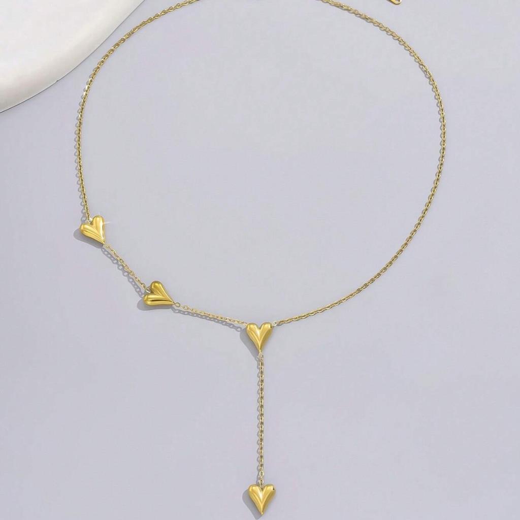 Gold Heart Drop Necklace