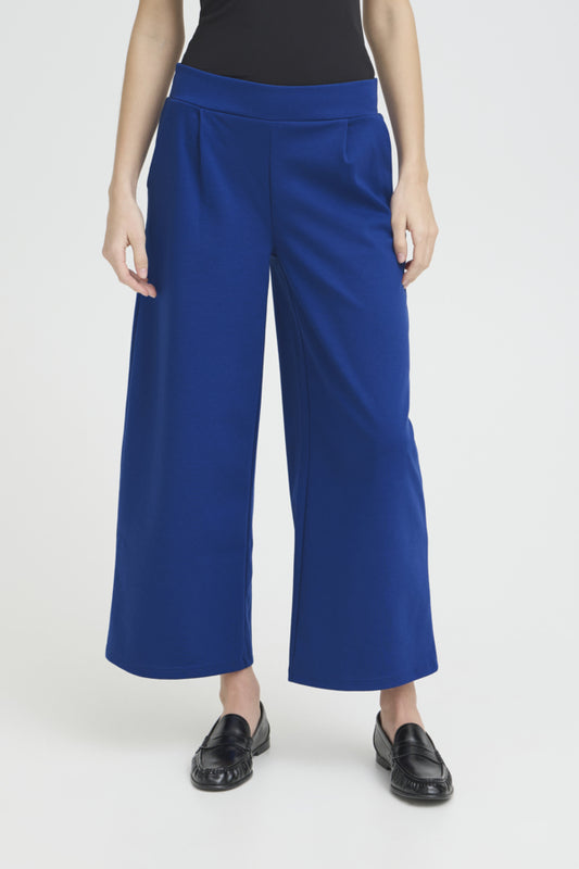 Jersey Wide Leg Cropped Trouser - Royal Blue
