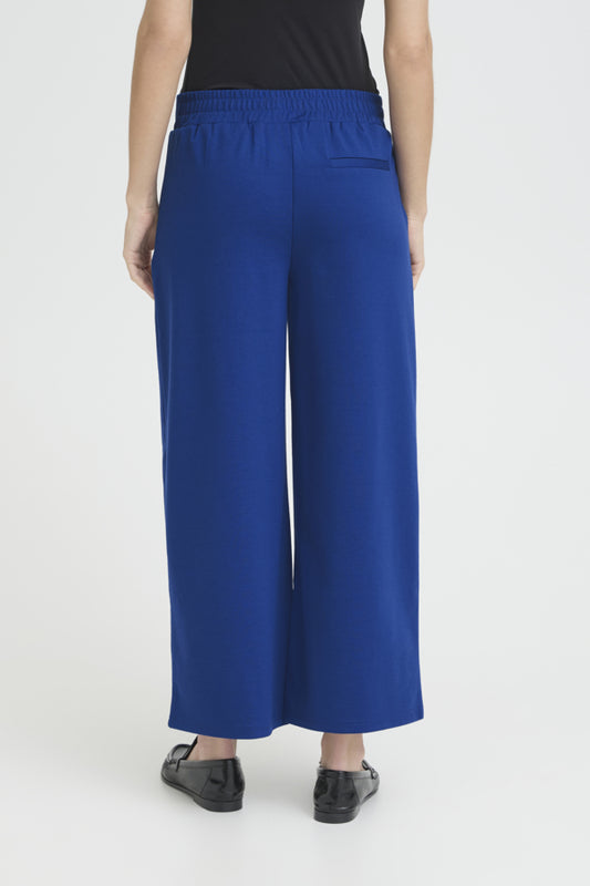Jersey Wide Leg Cropped Trouser - Royal Blue
