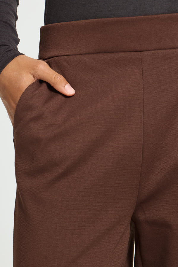 Brown Jersey Barrel Leg Trouser