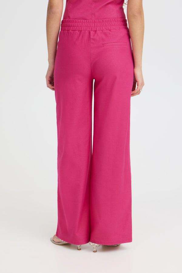 Pink Jersey Denim Wide Leg Trouser