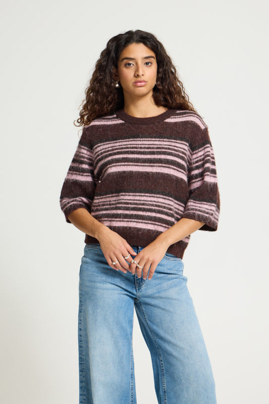 Stripe Knit Short Sleeve Jumper