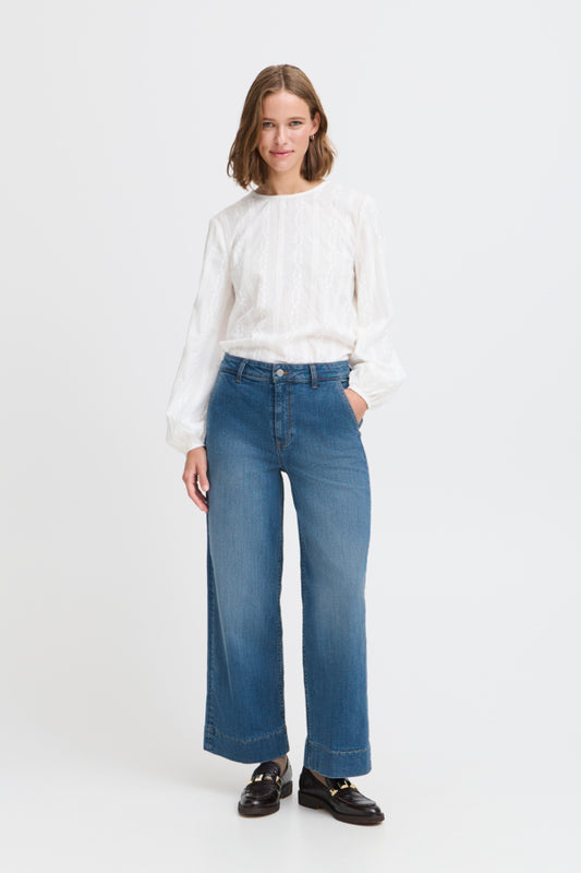 Ankle Length Wide Leg Jeans