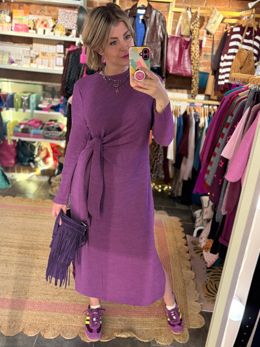 Ribbed Jersey Tie Dress