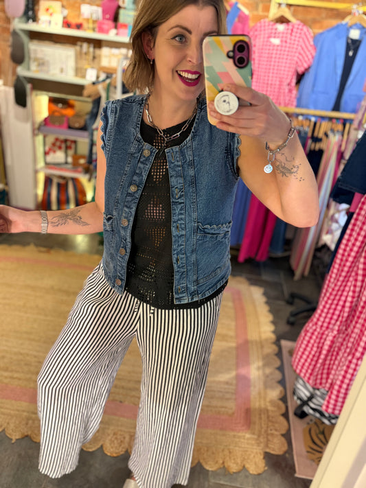 Scallop Denim Waistcoat Top