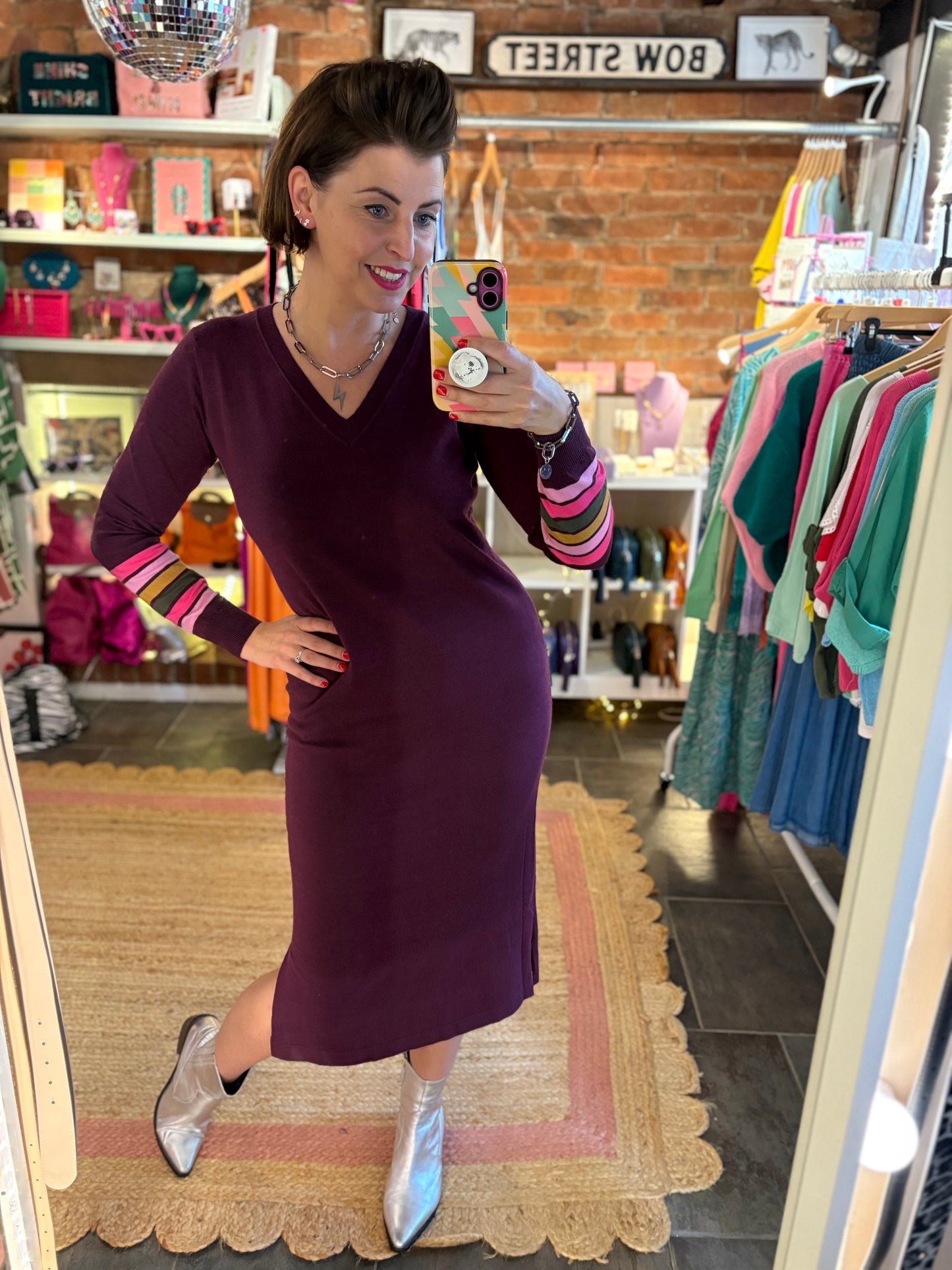 Burgundy Knit Midi Dress
