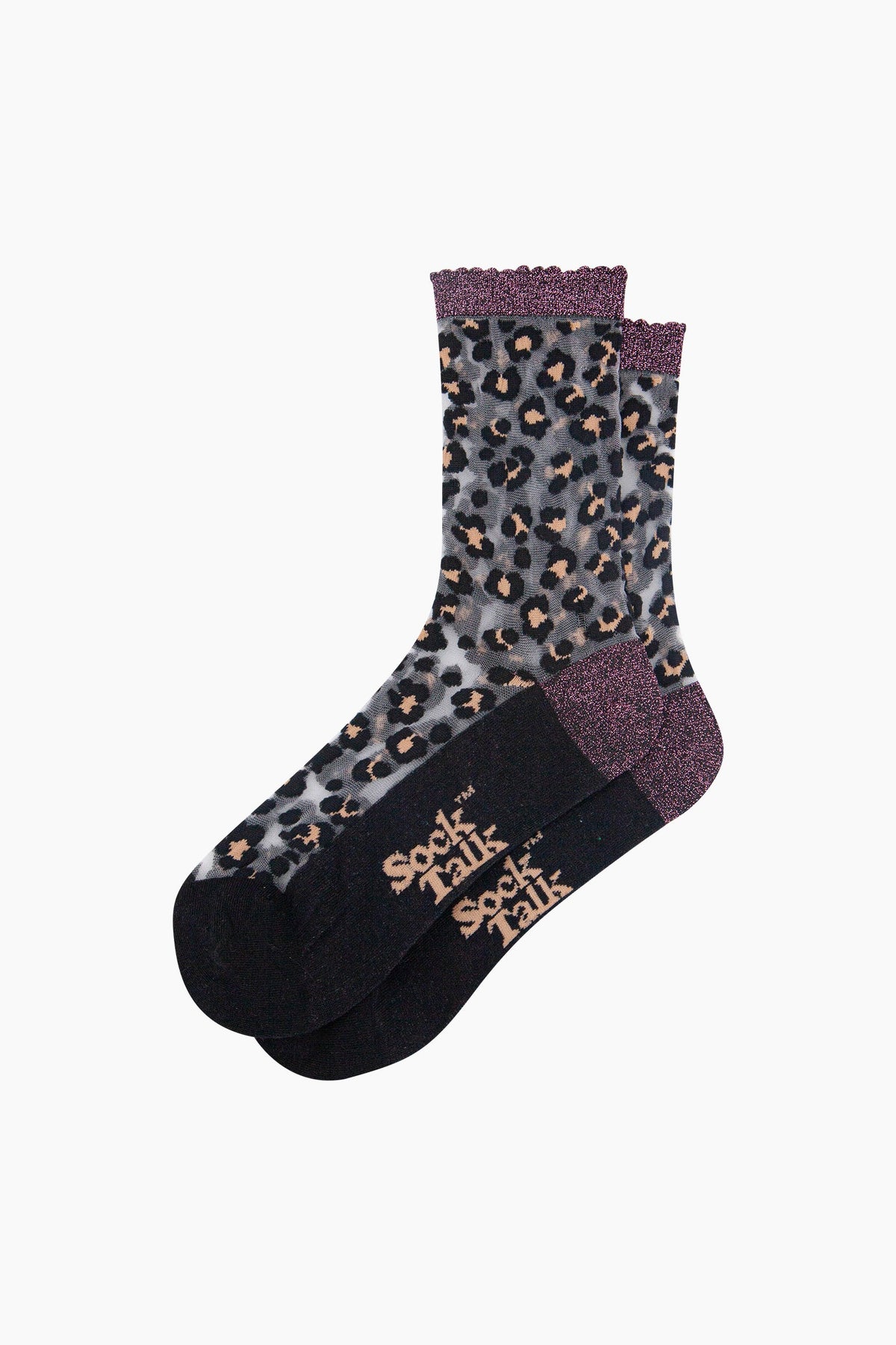 Black Leopard Print Sheer Socks