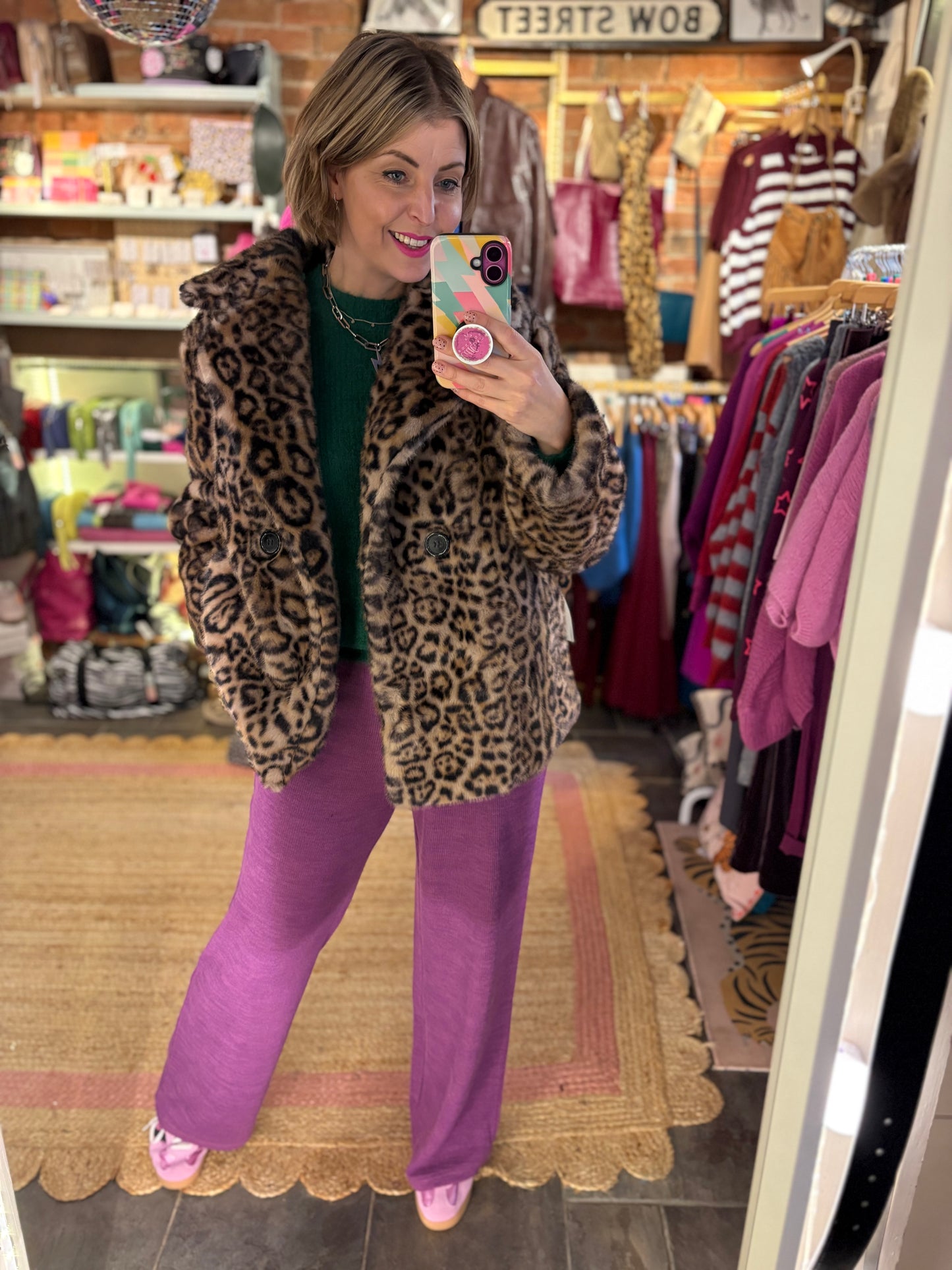 Ribbed Wide Leg Trousers | Magenta