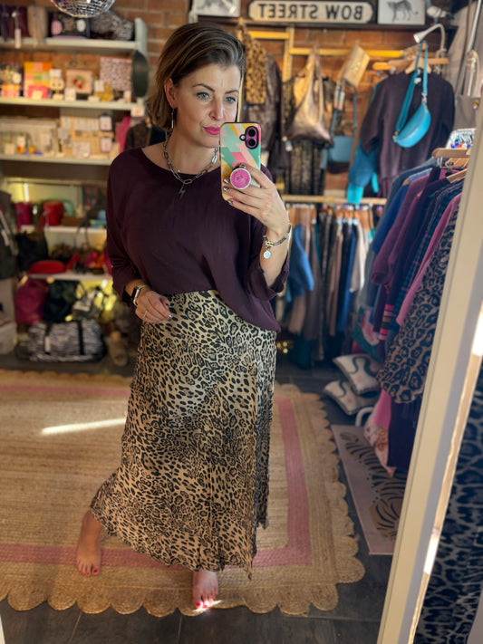 Leopard Print Slip Skirt