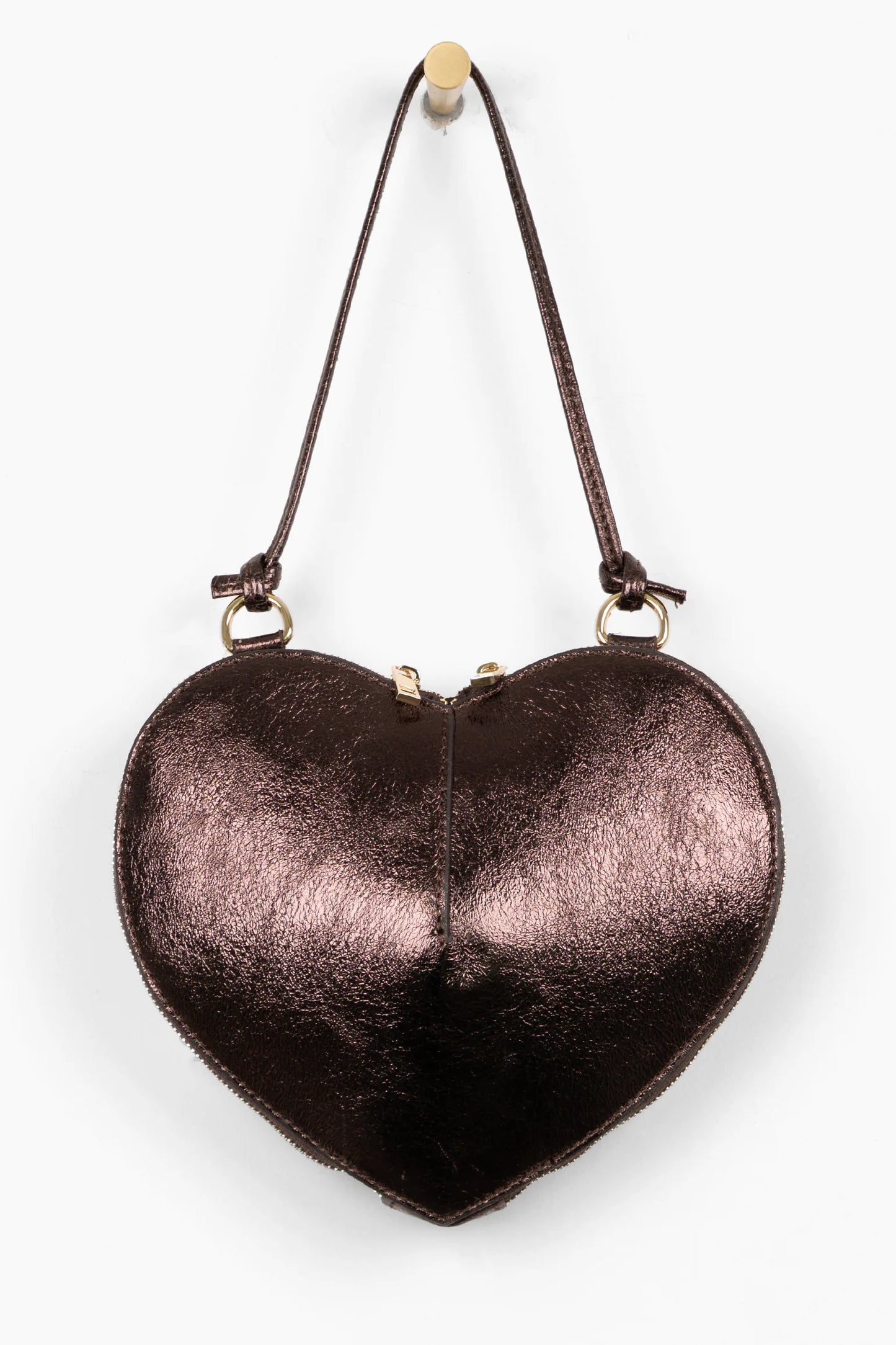 Metallic Chocolate Heart Leather Bag