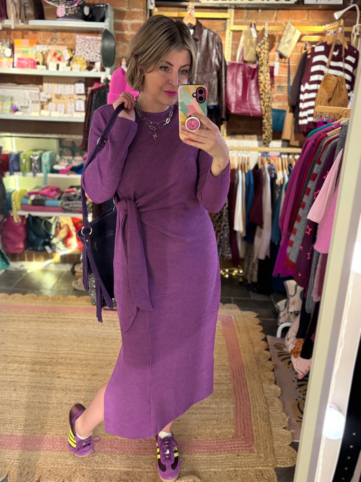 Ribbed Jersey Tie Dress