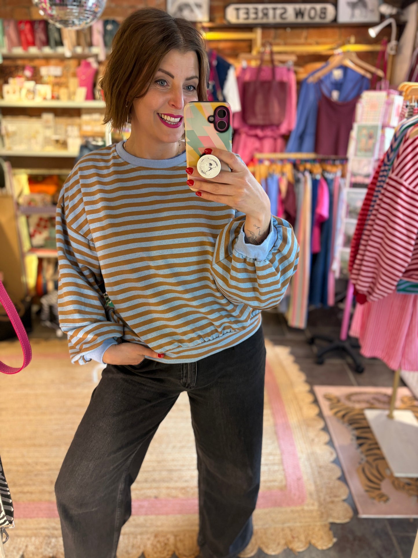Striped Summer Cuffed Sweatshirt