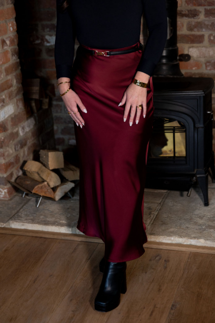 Bias Cut Satin Slip Skirt
