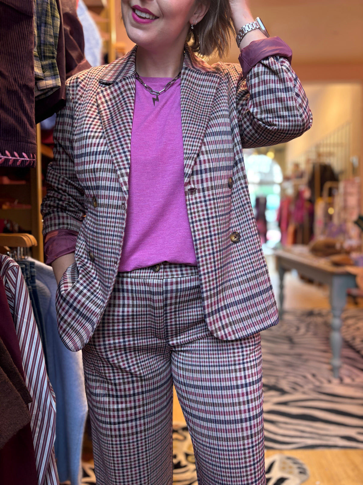 Tweed Print Tailored Trouser