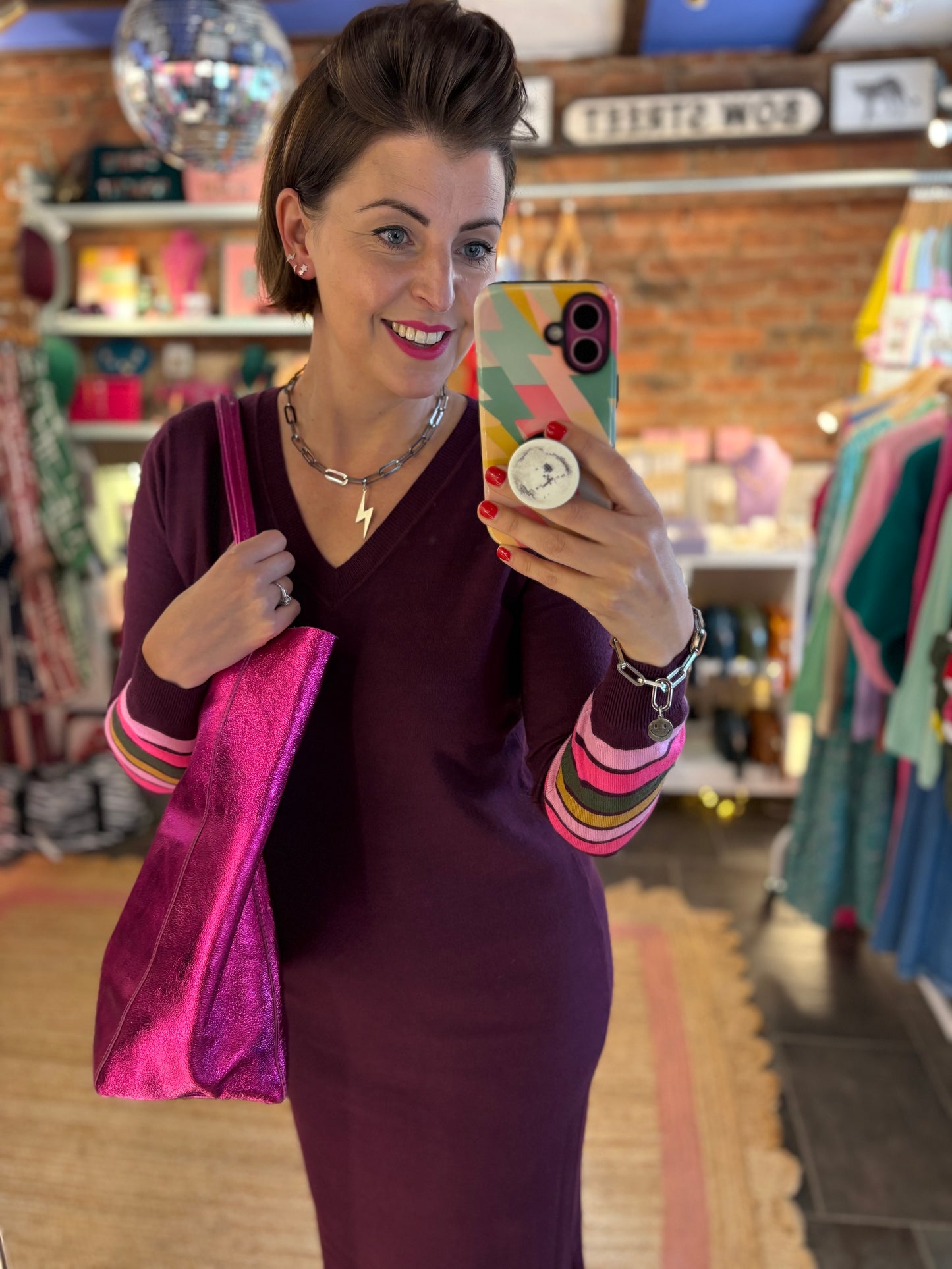 Burgundy Knit Midi Dress