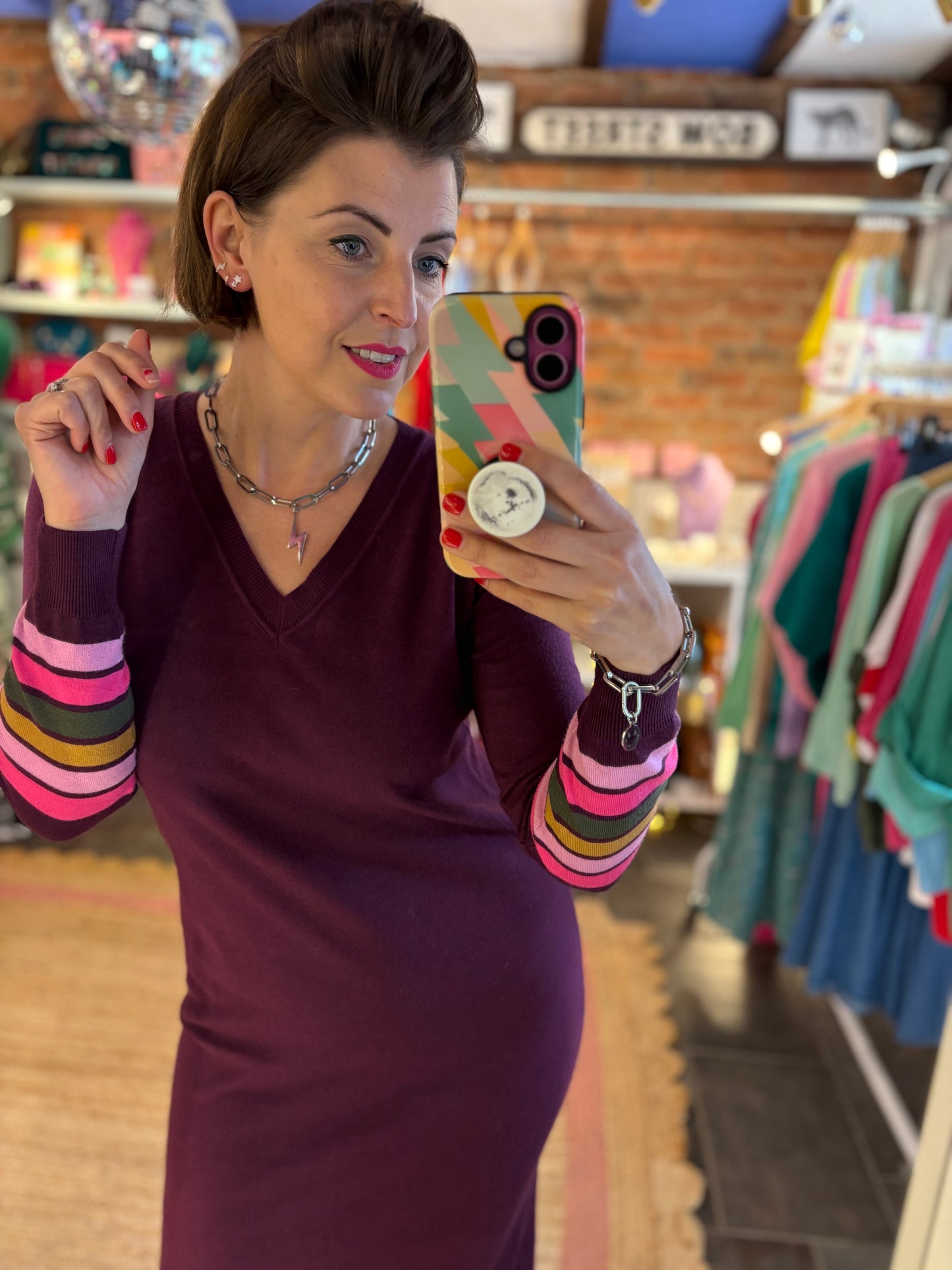 Burgundy Knit Midi Dress