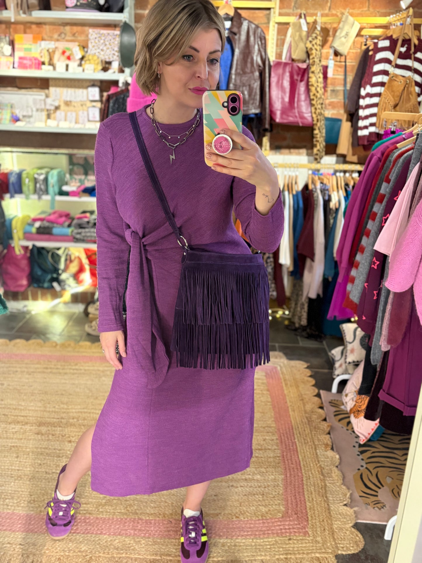 Ribbed Jersey Tie Dress