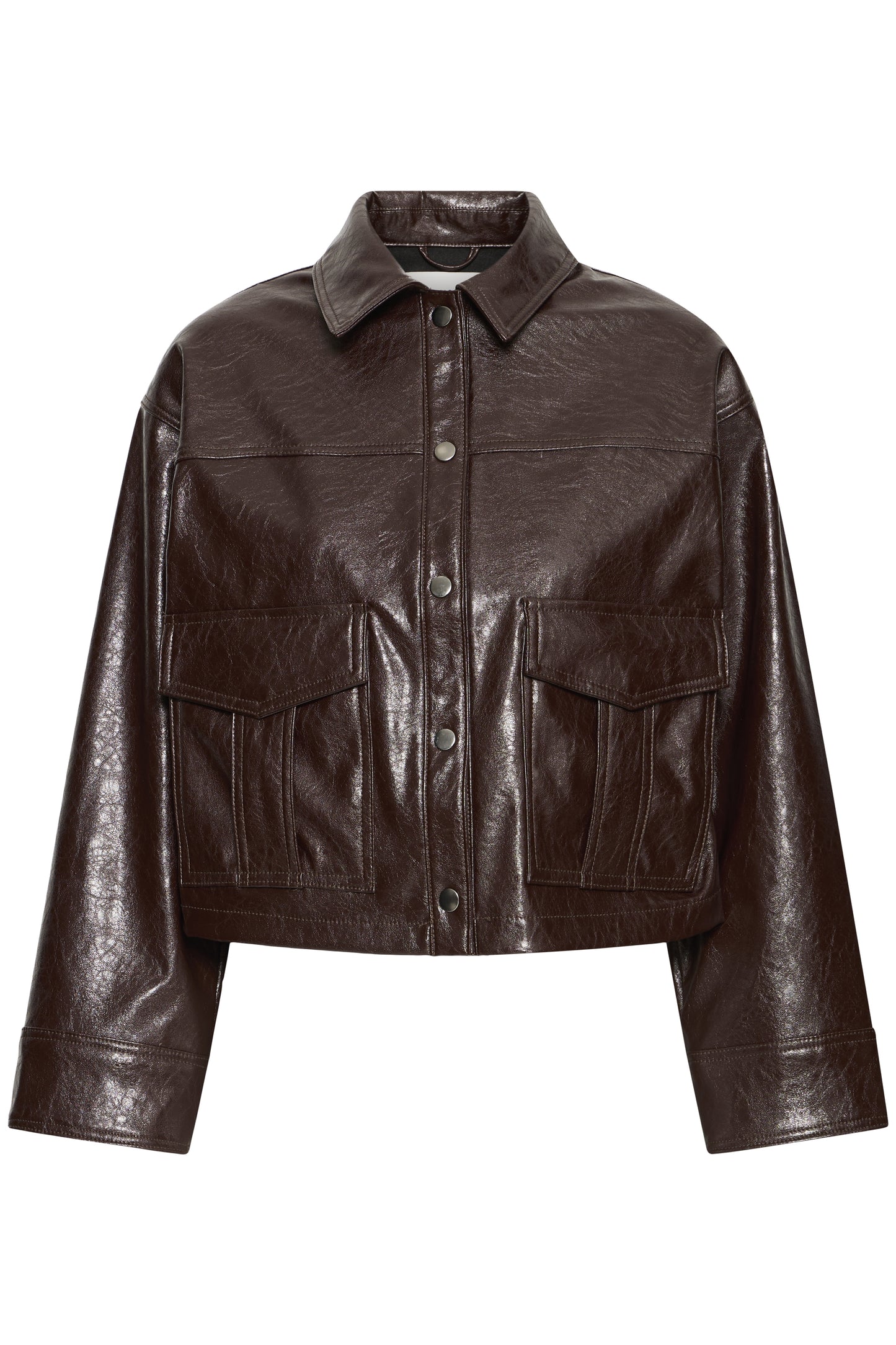 Brown leather jacket on a white background