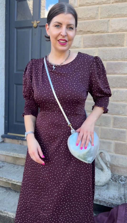 Deep Berry Polka Dot Tea Dress