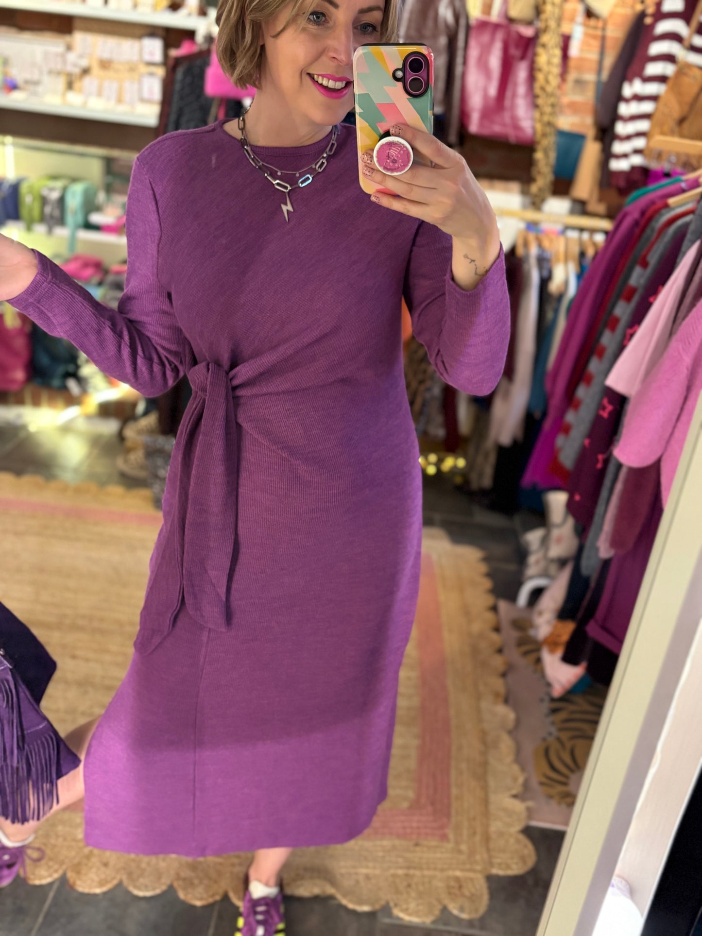Ribbed Jersey Tie Dress
