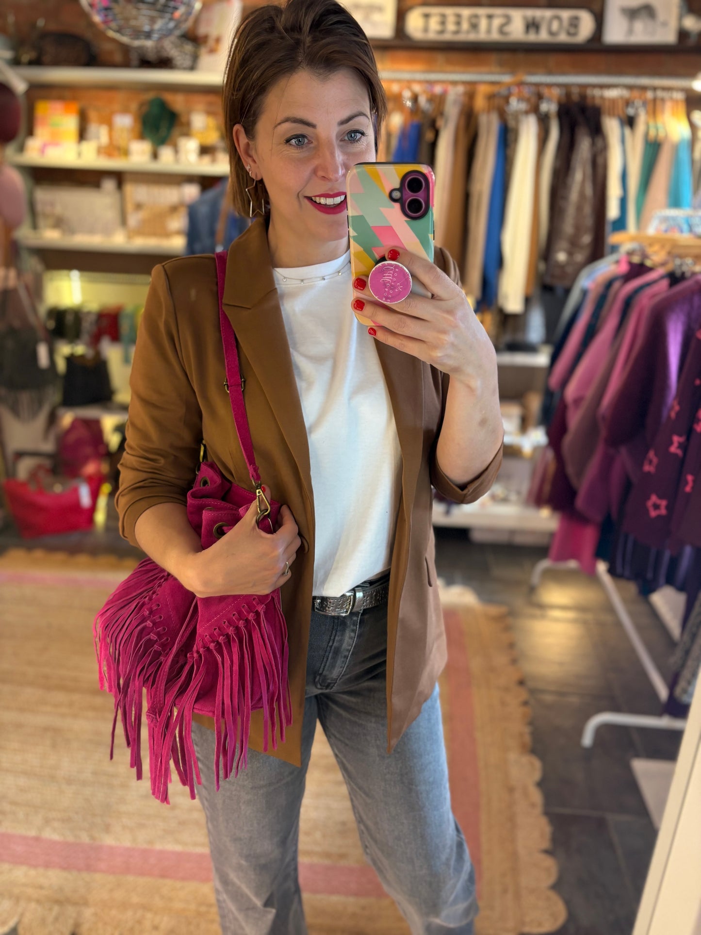 Suede Tassel Bucket Bag