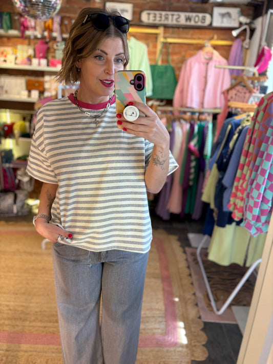 Fine Striped Boxy T-Shirt
