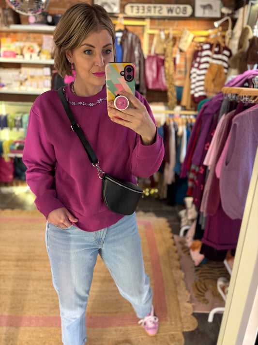 Jewel Trim Magenta Sweatshirt