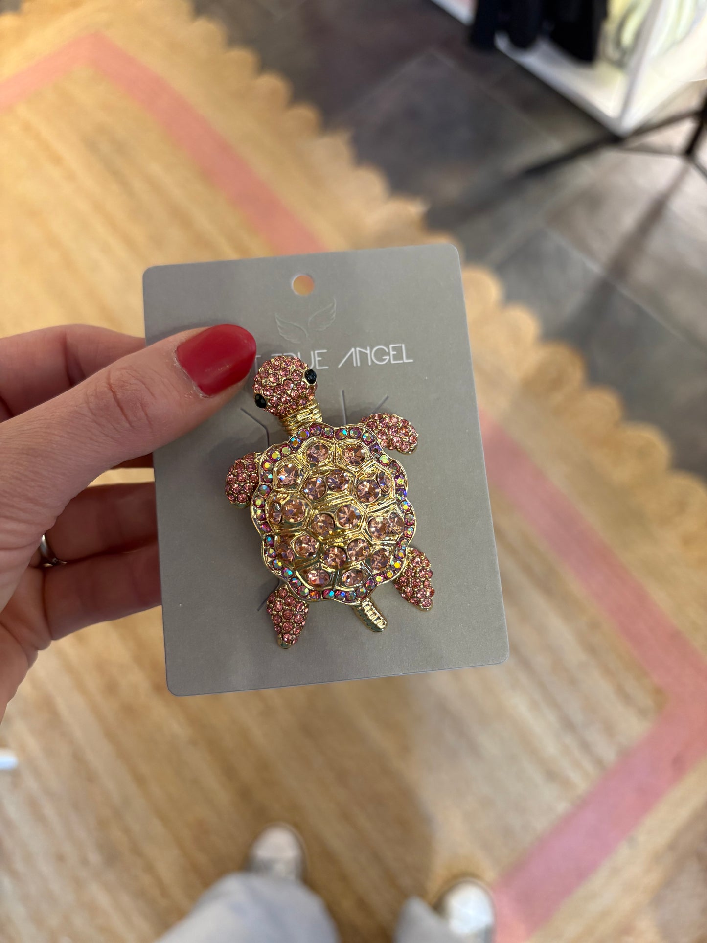Pink Tortoise Brooch