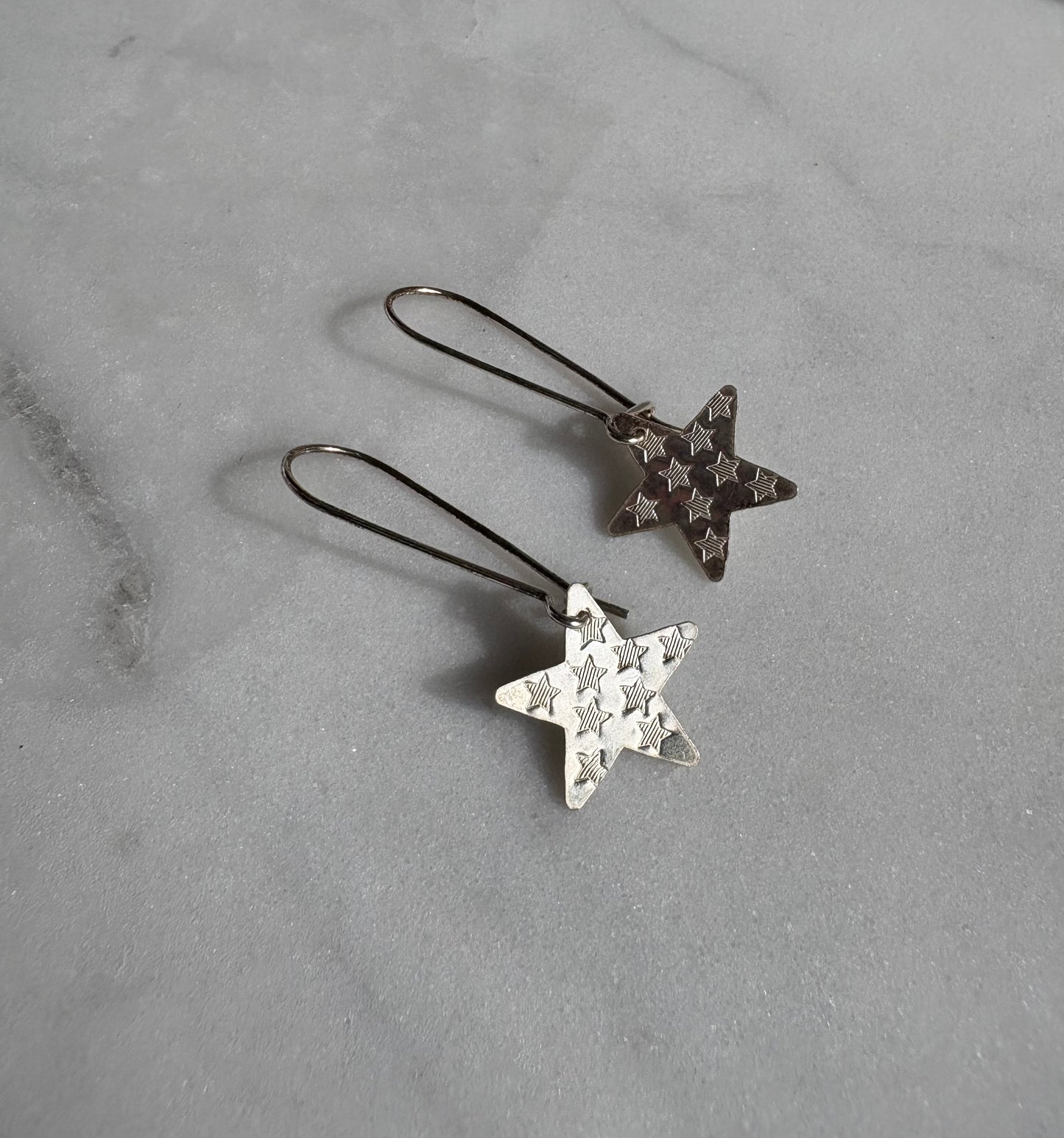 Sterling Silver Star Drop Earrings