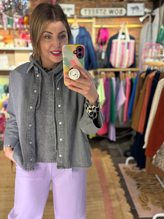 Grey Denim Shirt Jacket