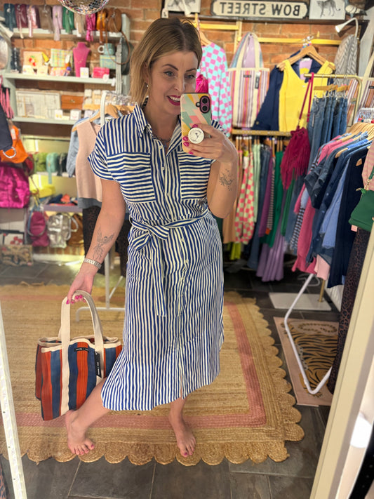 Blue Stripe Midi Dress