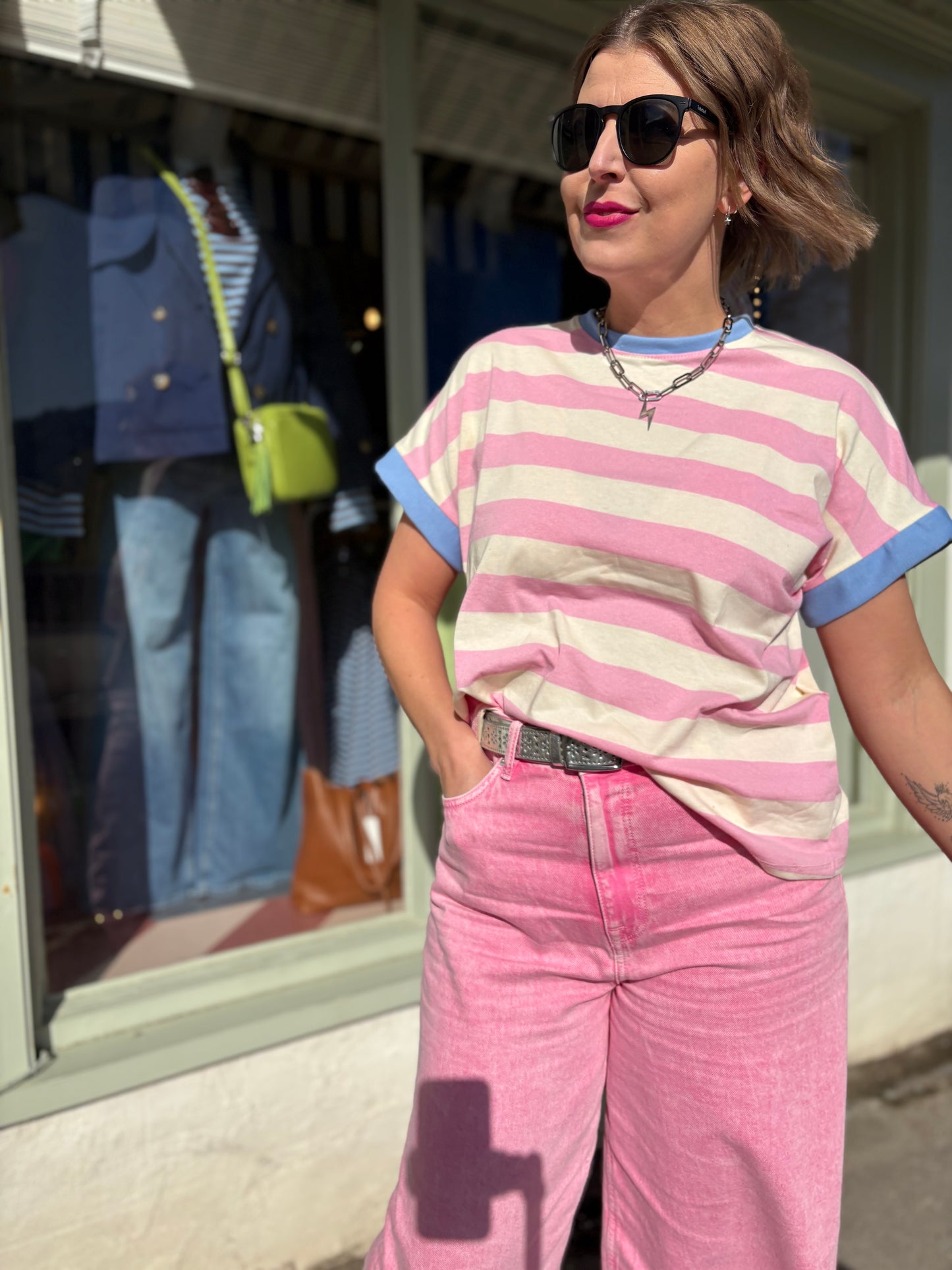 Acid Wash Pink Barrel Leg Jeans