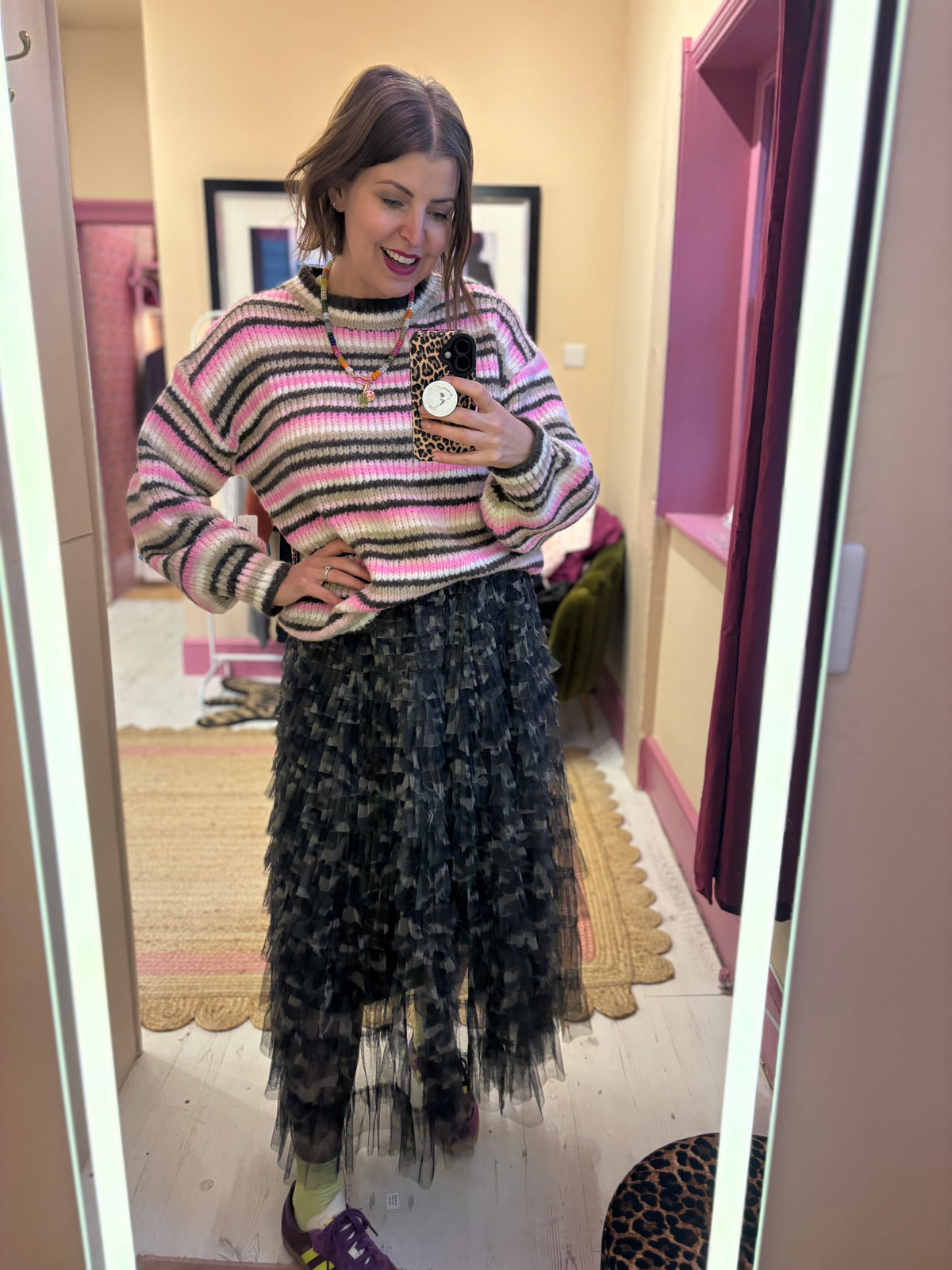 Striped Knit Jumper Pinks