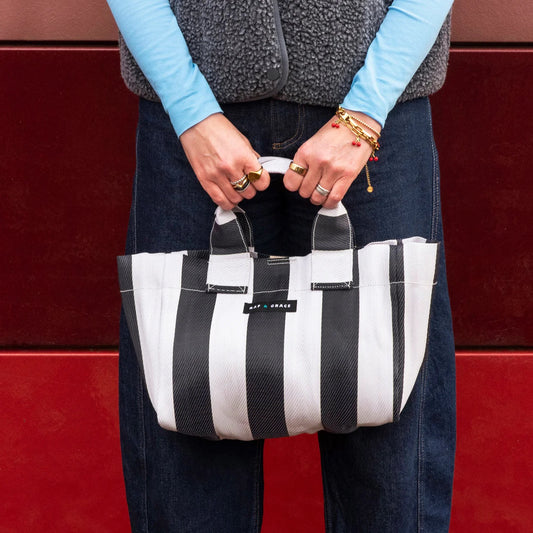 Micro Shopper Bag - Black & Ecru