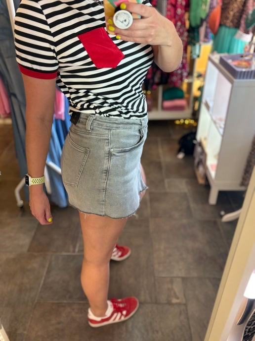 Charcoal Denim Skort