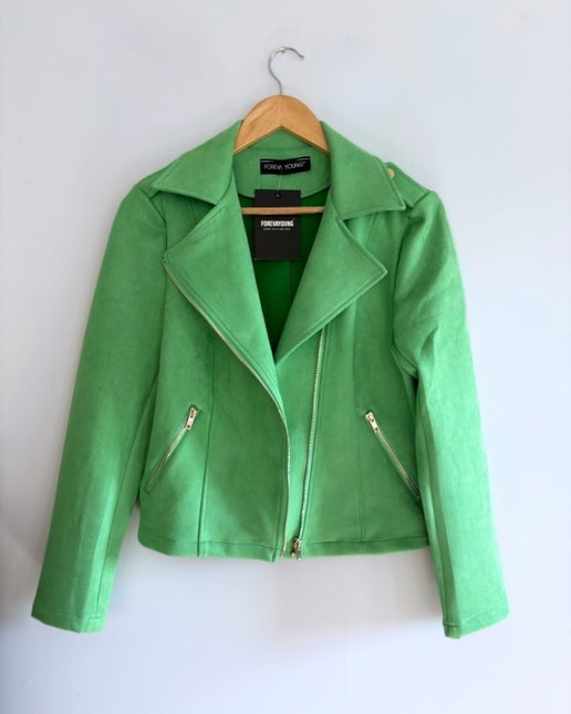 Faux Suede Cropped Biker Jacket