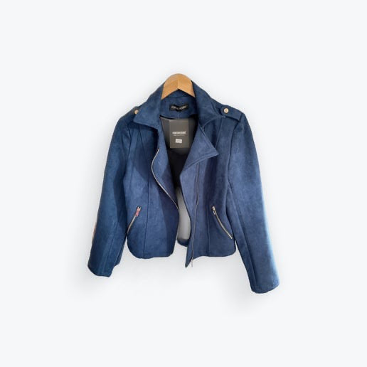 Faux Suede Cropped Biker Jacket