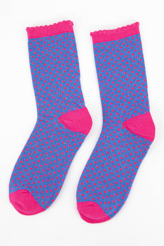 Glitter Socks - Spotty Blue/Pink