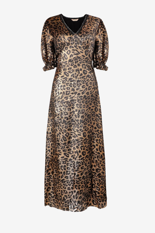 Leopard Print Silky Tea Dress