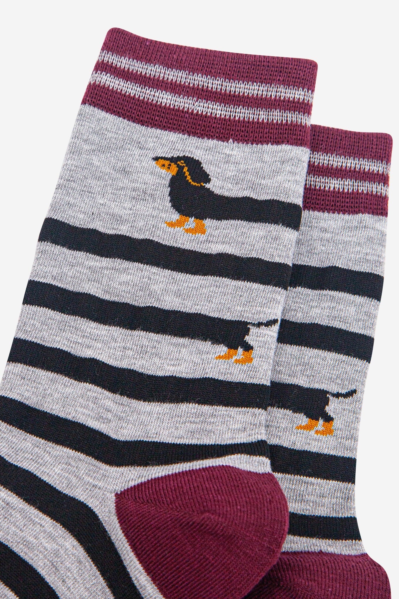 Sausage Dog Grey Bamboo Socks