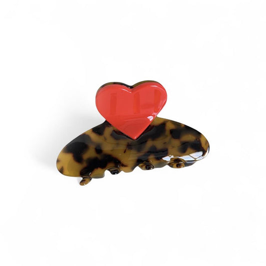 Tortoiseshell Heart Hair Clip | Large