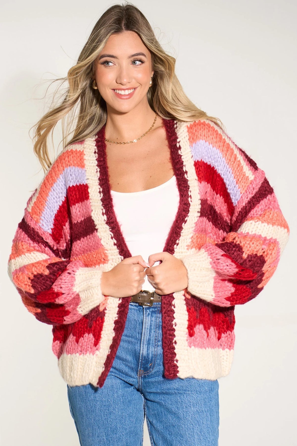 Hand Knit Chunky Ombre Cardigan