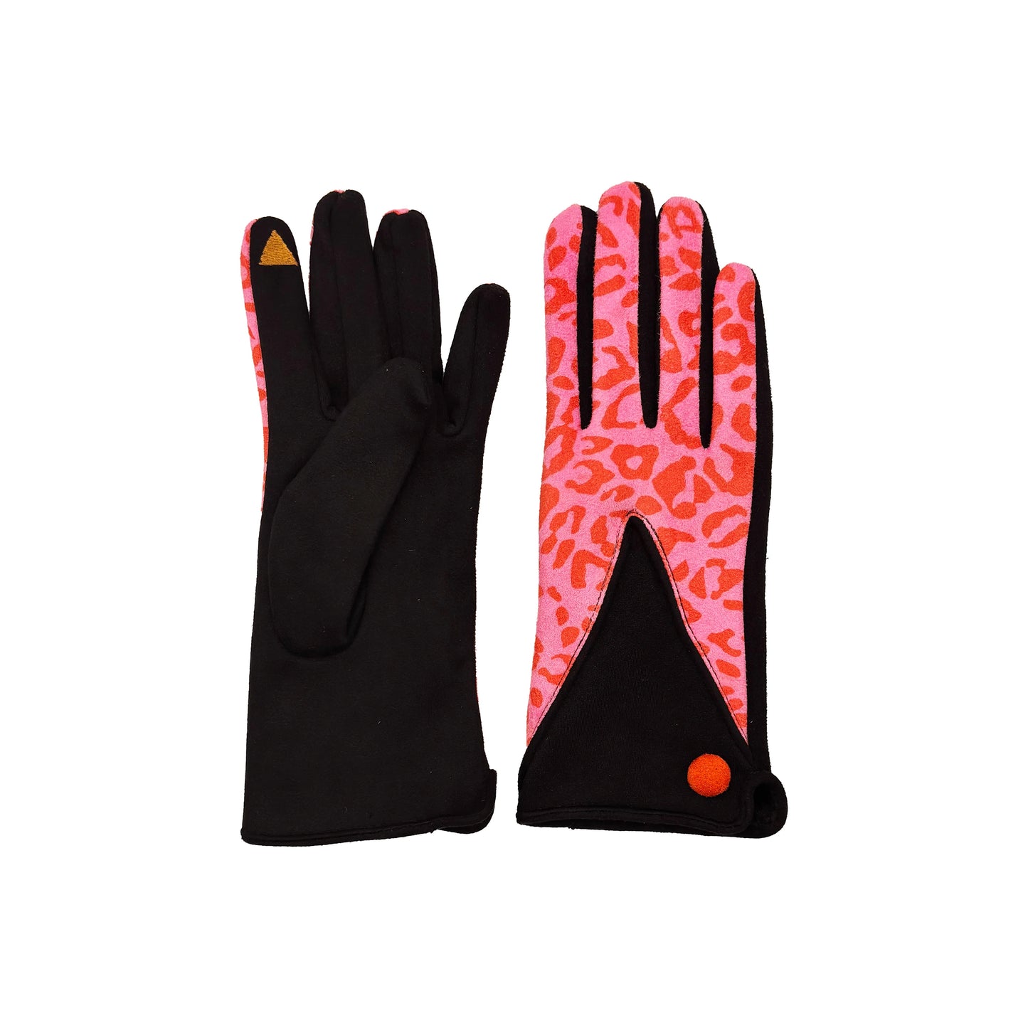 Pink & Black Leopard Print Gloves