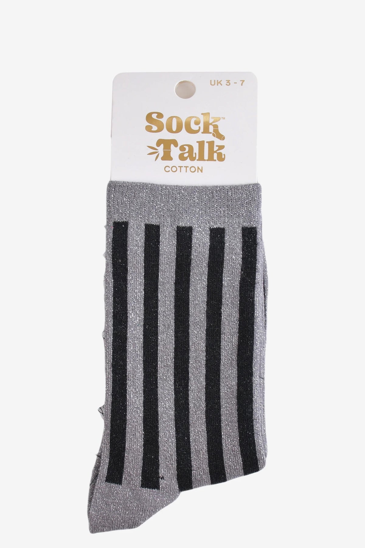 Black & Grey Striped Glitter Socks