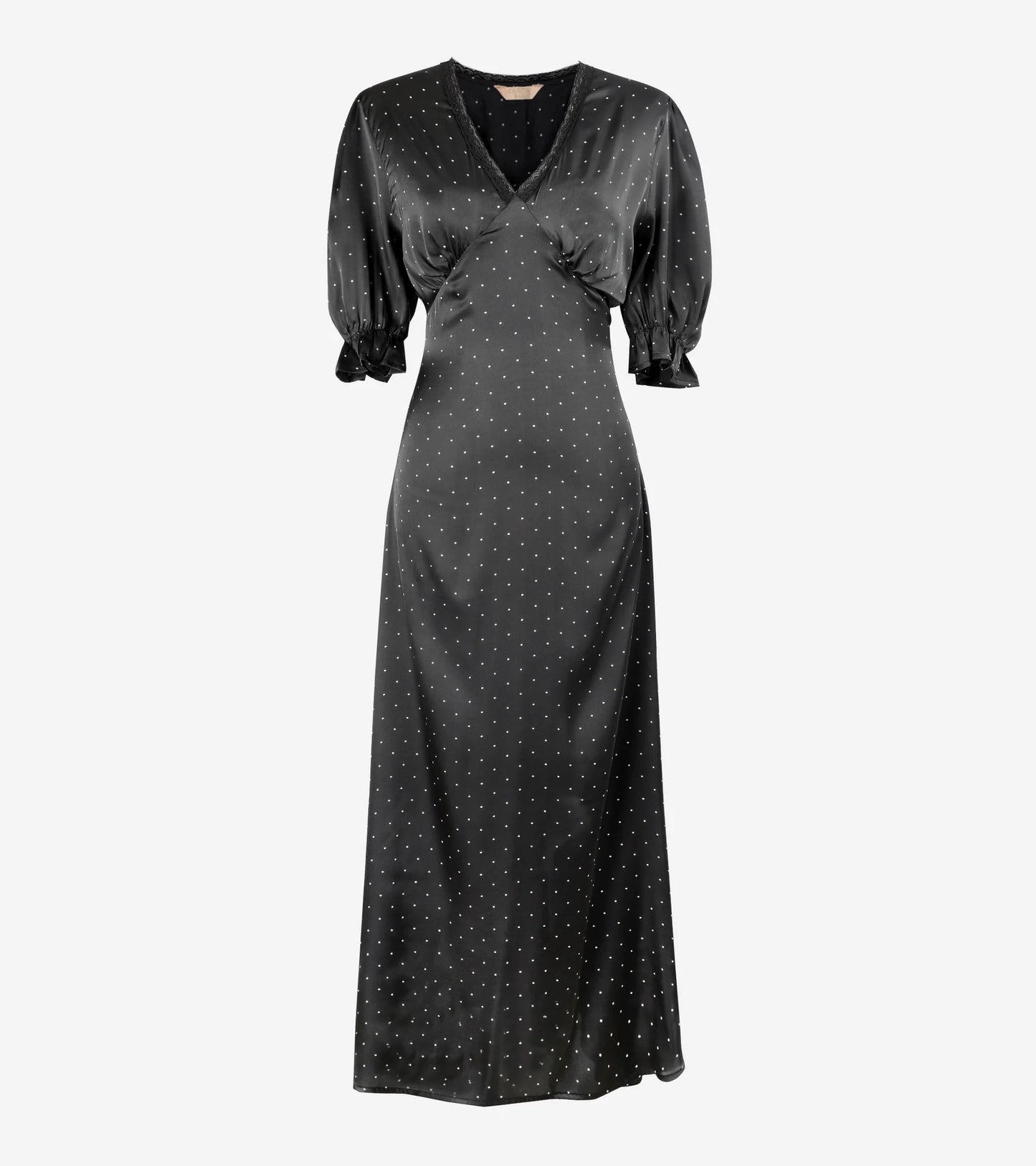 Satin Lace Polka Dot Tea Dress