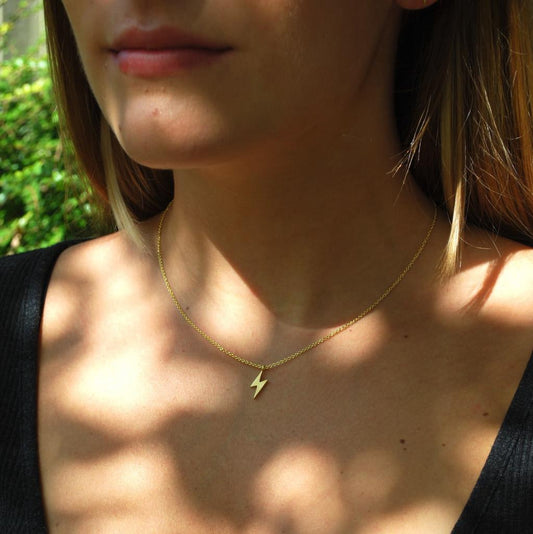 Mini Lightening Bolt Necklace | Gold