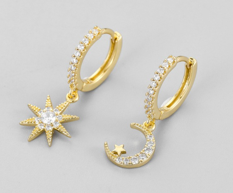 Diamanté Moon & Stars Huggie Earring