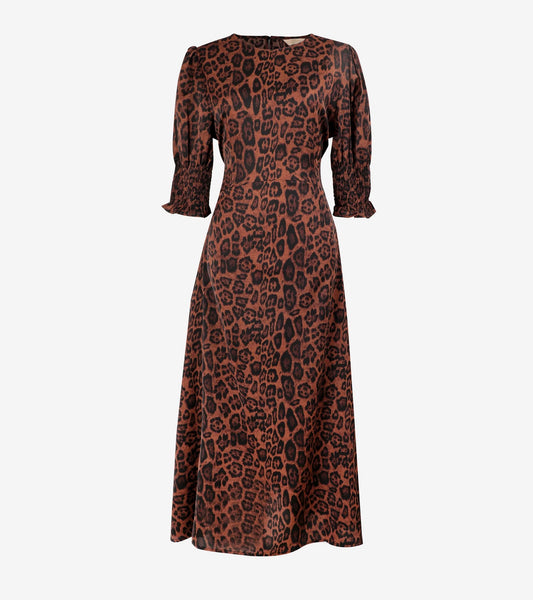 Leopard Print Tea Dress Midi Length
