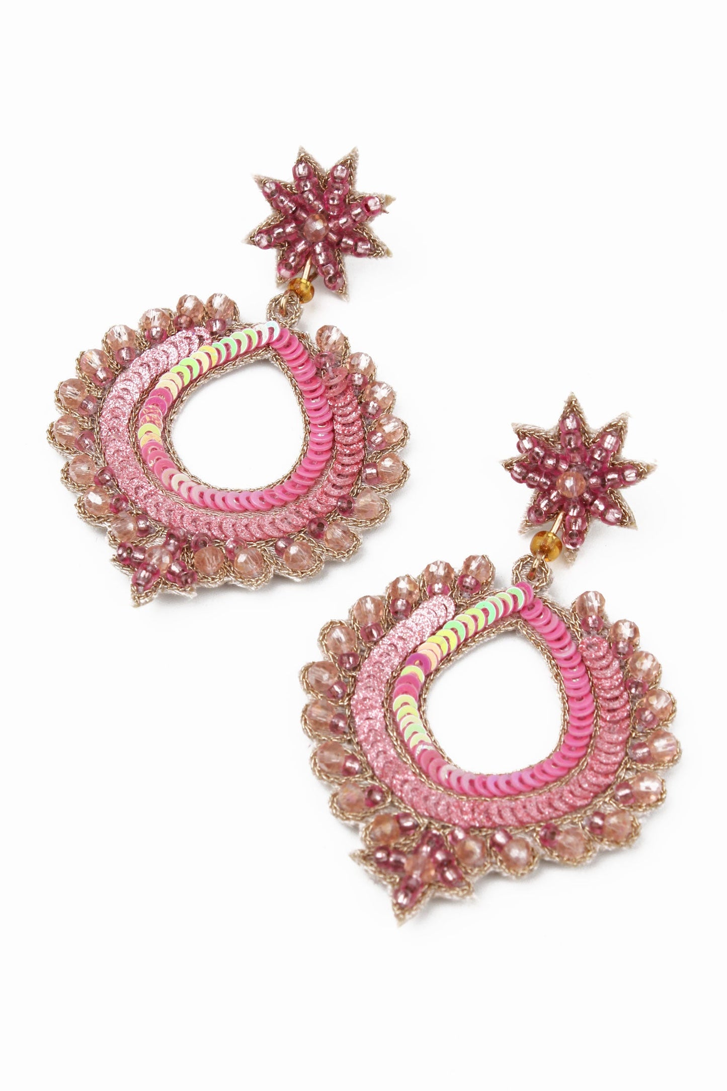 Pink Peacock Earrings