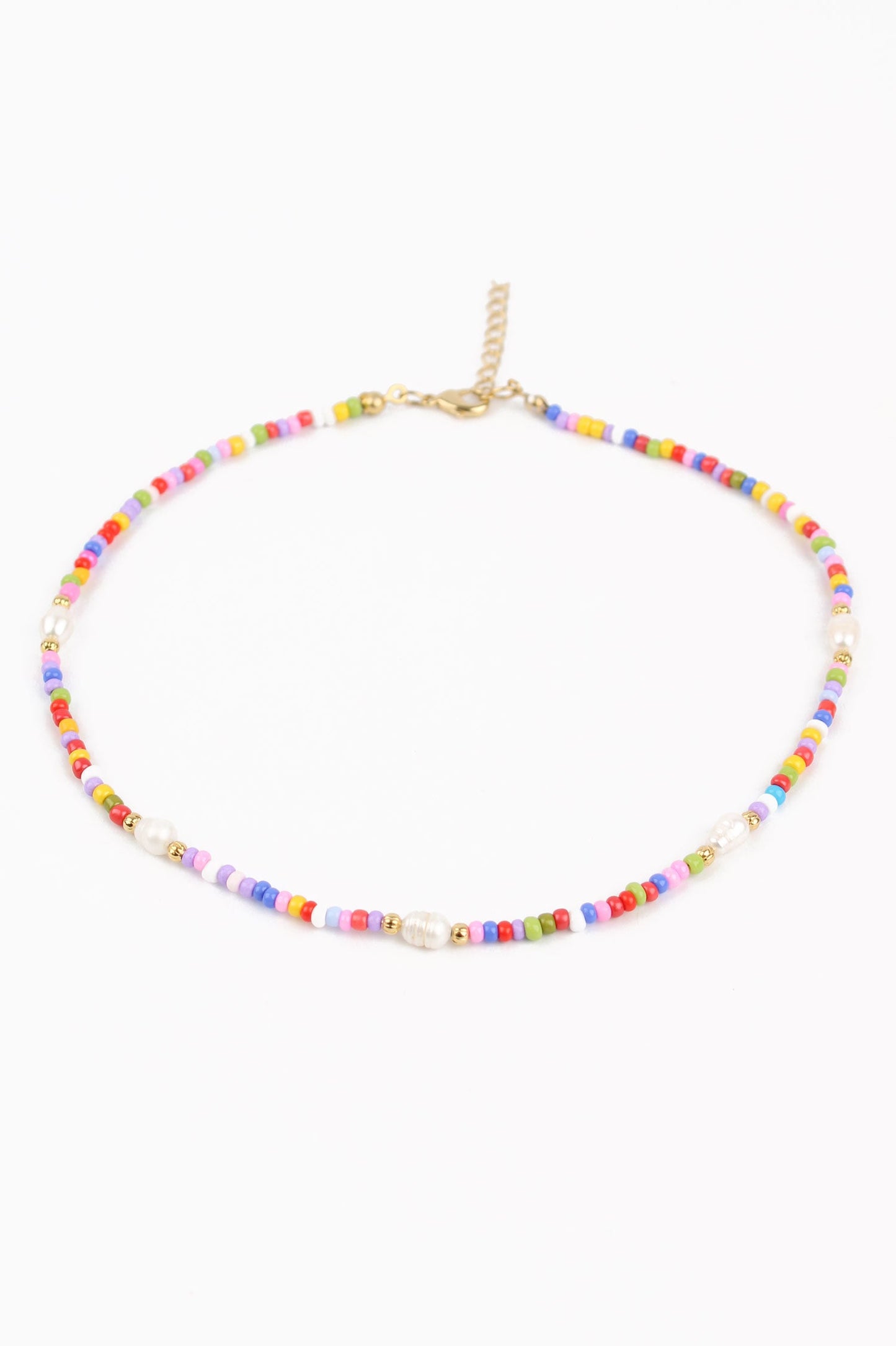 Rainbow Bead & Pearl Necklace